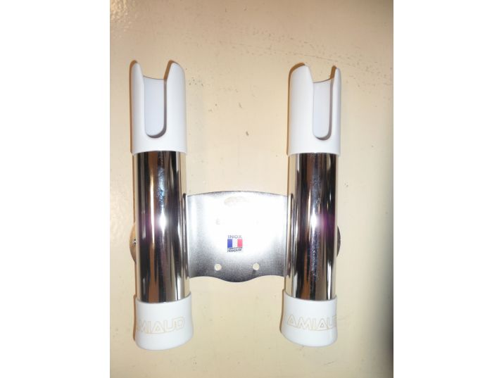 Porte-cannes inox marine 2 tubes ouverts